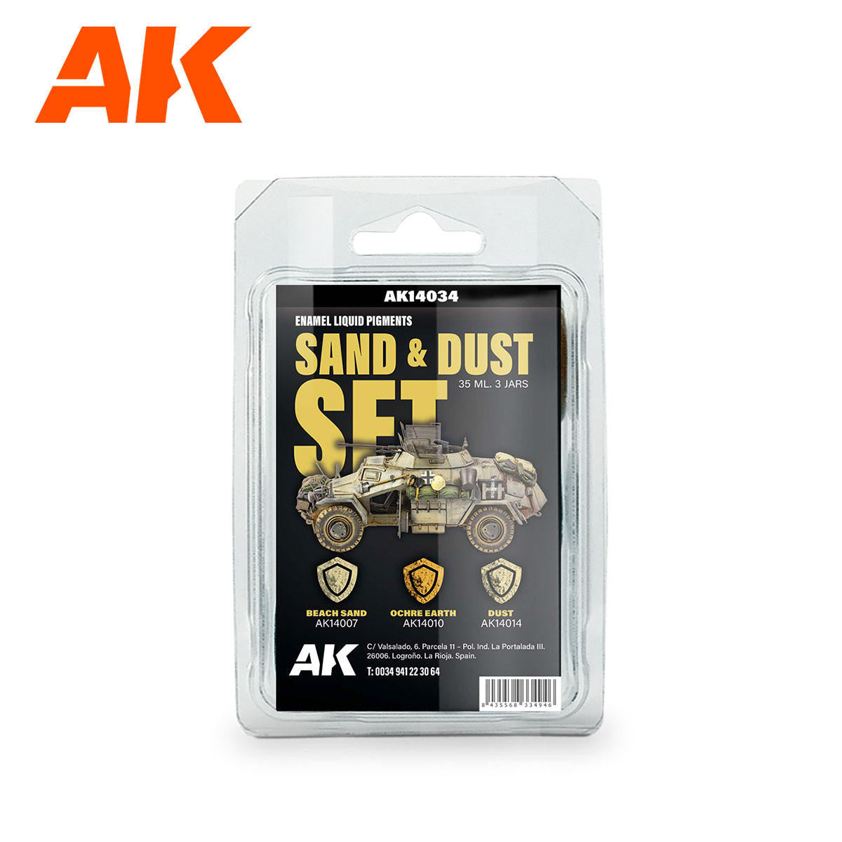 AK Interactive Enamel Liquid Pigment Sand & Dust Set AK14034